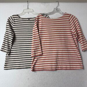Loft shirts sz M petite lot of 2 black white orange‎ white zips in back 3/4 slvs